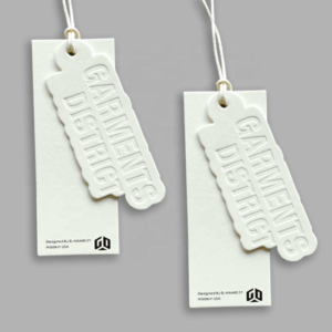 Custom Fashion Design Logo Brand Name High-Quality Clothing Hang Tags Eco-Friendly Custom Paper Hangtags with String & Embossed Finish