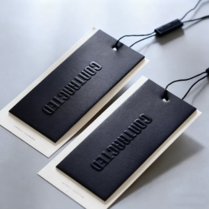 Eco-Luxury Custom Paper Hangtags with Embossed Logo Premium Custom Tags for Jeans, Apparel, Bags & Shoes | 7-Day Fast Sampling