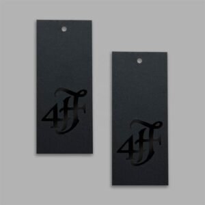 High-End Eco Custom Black Specialty Paper UV Printed Hang Tags Premium Sustainable Tags for Apparel, Bags & Luxury Footwear