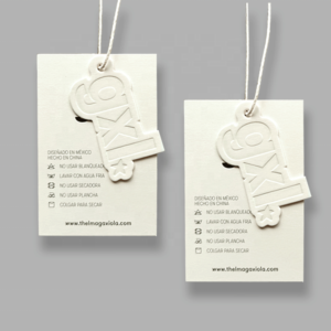Popular Eco 400gsm White Coated Paper Printed Clothing Hang Tags Custom Logo Embossed Luxury Tags for Apparel, Bags & Footwear