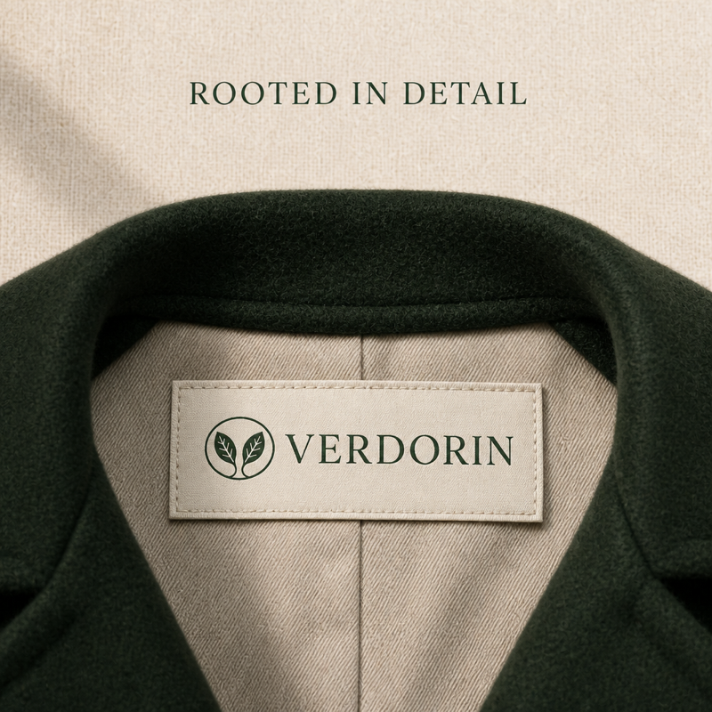 Custom woven label design set 09, application reference rendering (design reference only)