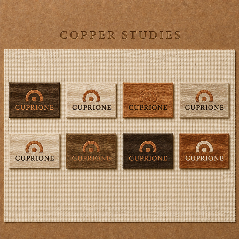 Custom woven label design set 11, fold and format matrix rendering (design reference only)