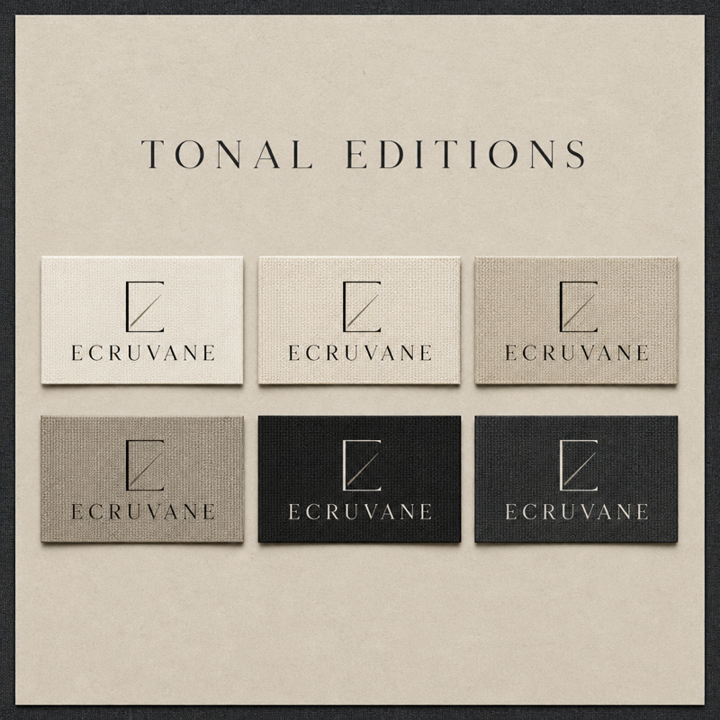 Custom woven label design set 15, fold and format matrix rendering (design reference only)