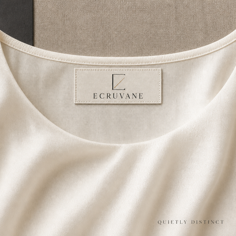 Custom woven label design set 15, application reference rendering (design reference only)
